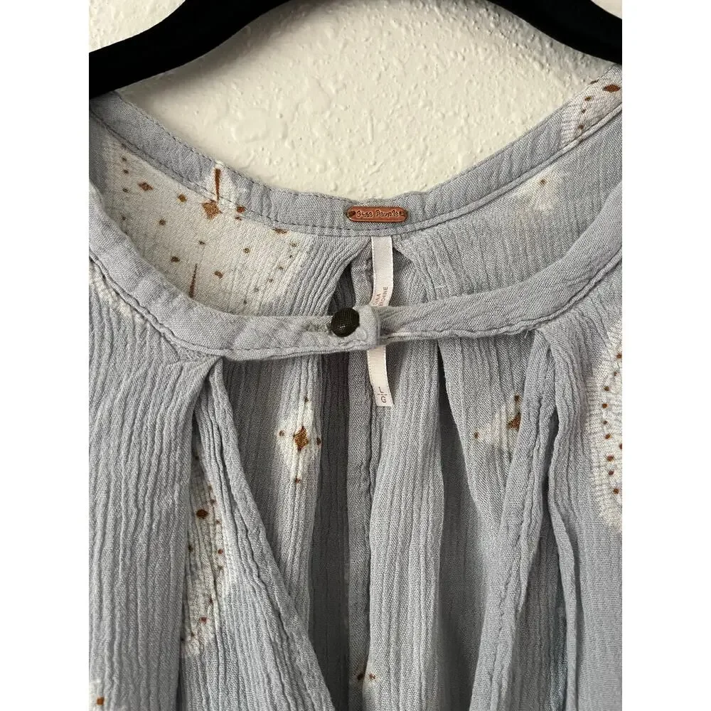 Free People Key Hole Gauze Swing Tank Tunic Size Large